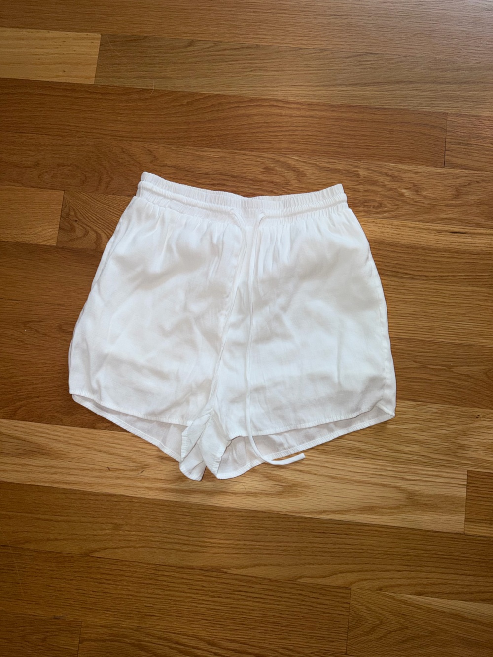 Princess Polly White Women's Linen Shorts with Elastic Waist